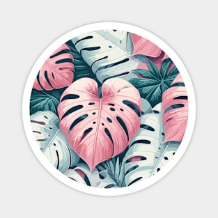 Coral Pink Monstera Tropical Leaves Magnet